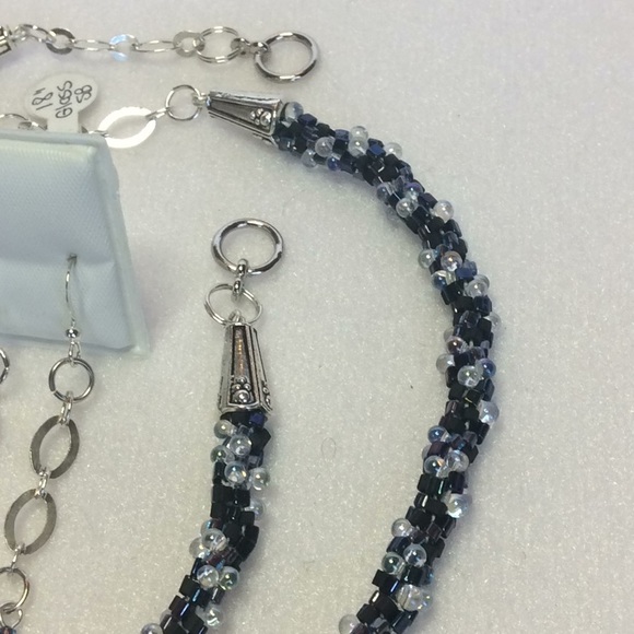 FINAL SALE PRICE Hand Created OOAK Blue, Black & AB Jewelry Set - Picture 2 of 6